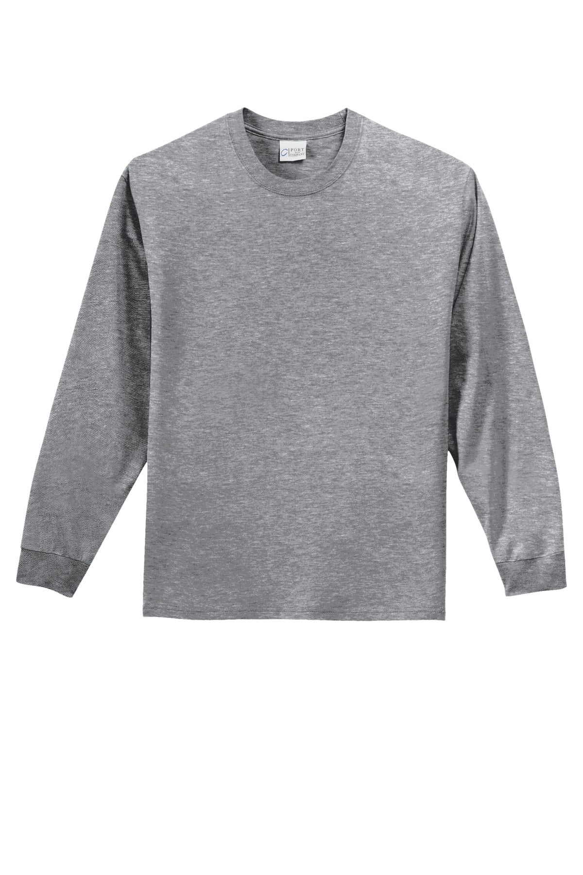 Front View of Athletic Hthr Port & Co Long Sleeve Essential Tee. PC61LS