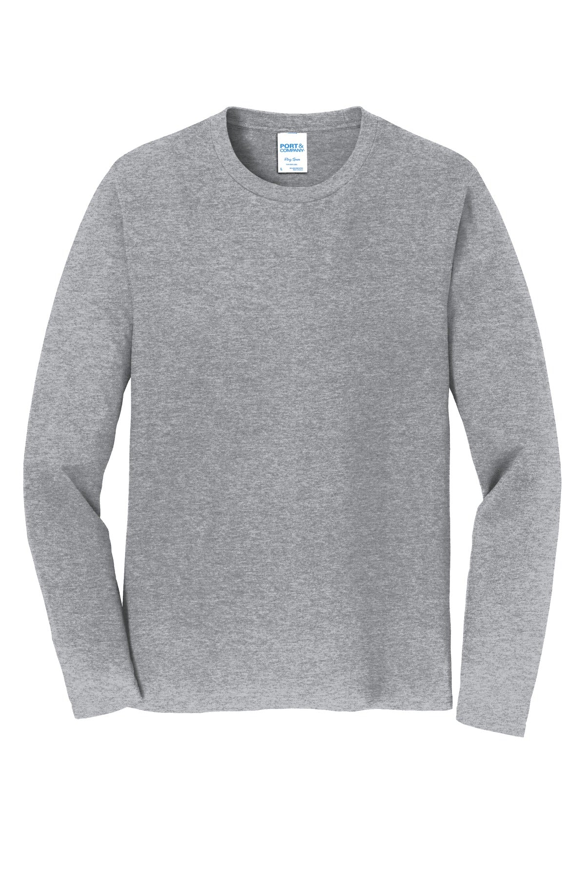 Front View of Athletic Hthr Port & Co Long Sleeve Fan Favorite Tee. PC450LS