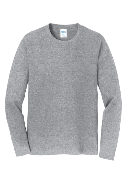 Front View of Athletic Hthr Port & Co Long Sleeve Fan Favorite Tee. PC450LS