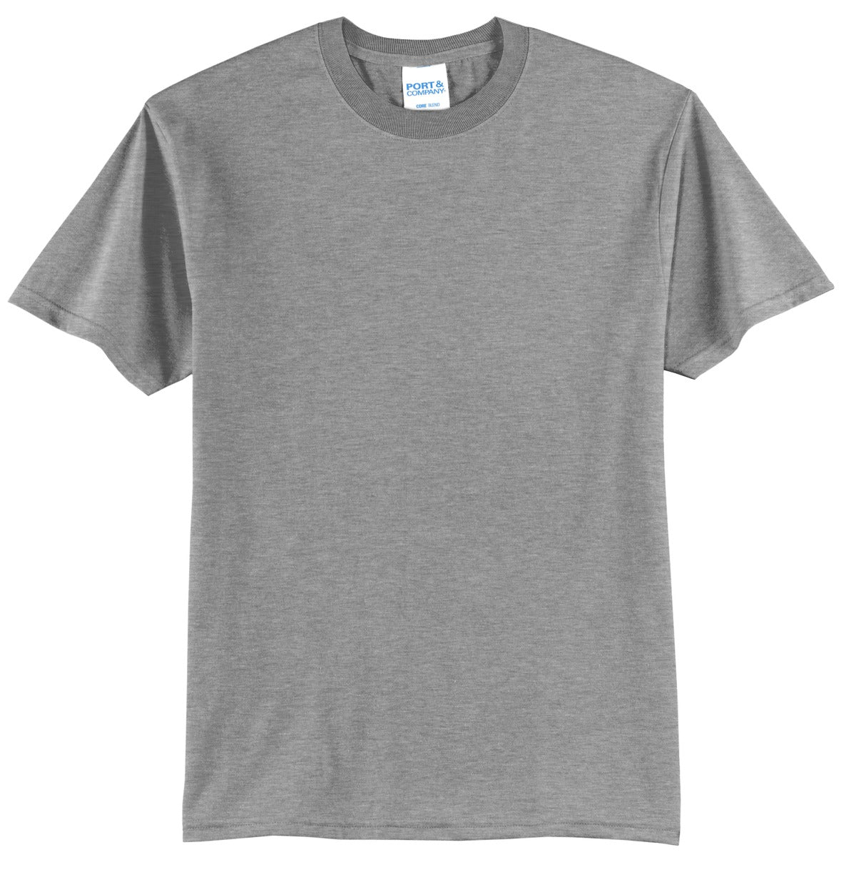Front View of Athletic Hthr Port & Co Tall Core Blend Tee. PC55T