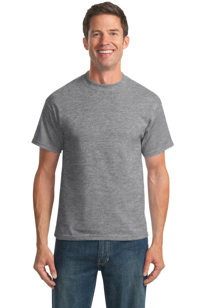 Front View of Athletic Hthr Port & Co Tall Core Blend Tee. PC55T