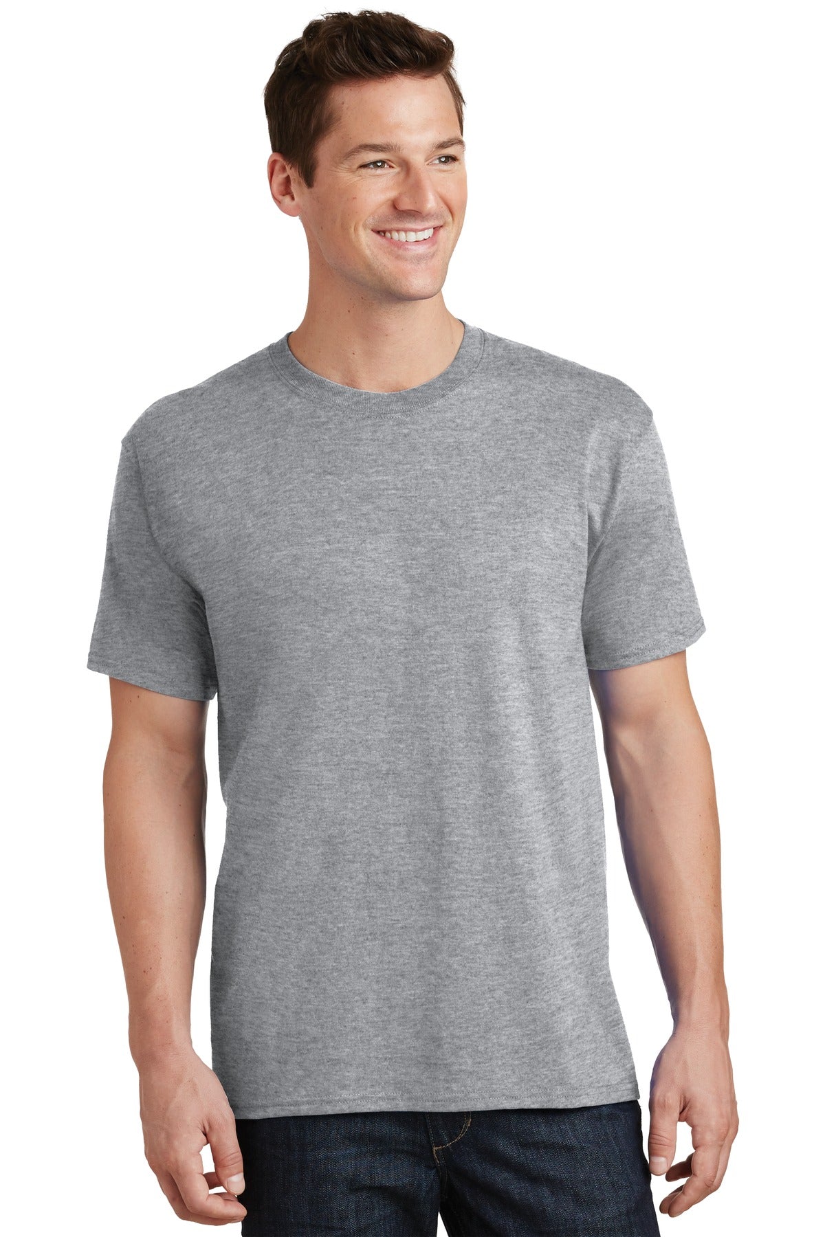 Front View of Athletic Hthr Port & Co Tall Core Cotton Tee PC54T