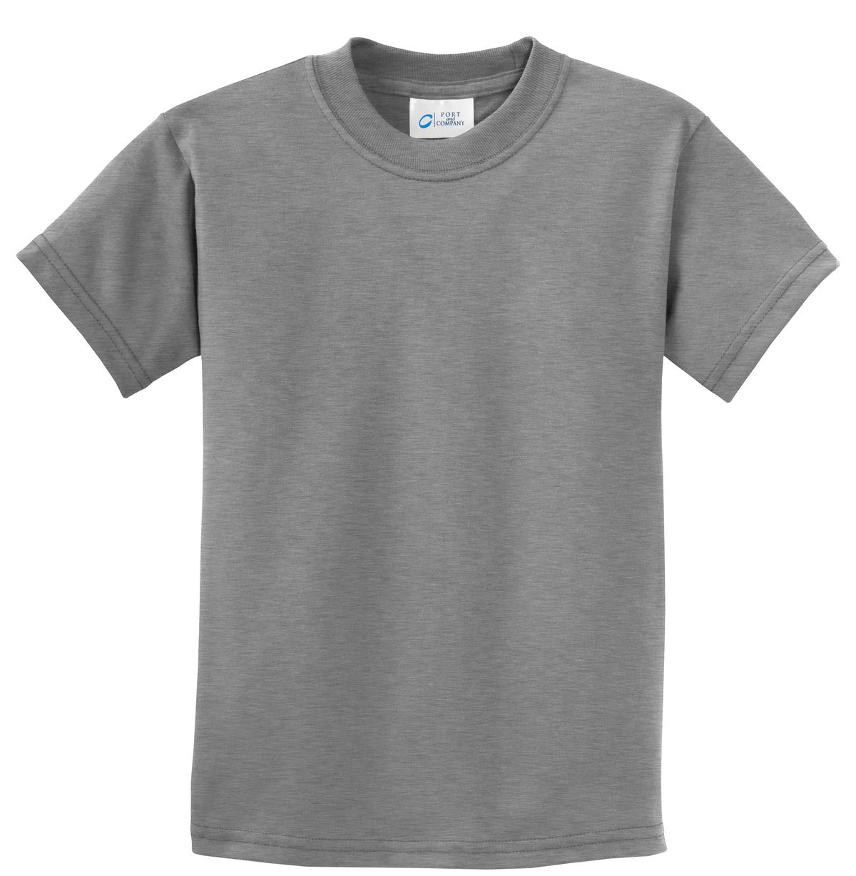 Front View of Athletic Hthr Port & Co Youth Essential Tee. PC61Y