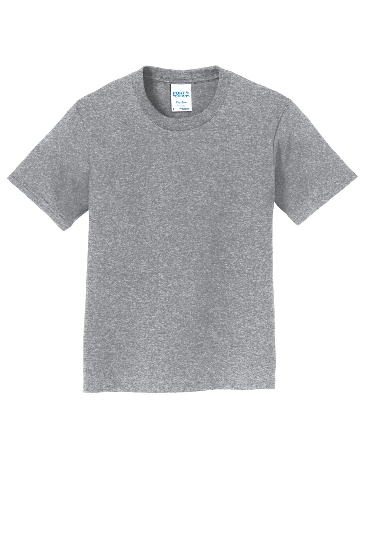 Front View of Athletic Hthr Port & Co Youth Fan Favorite Tee. PC450Y