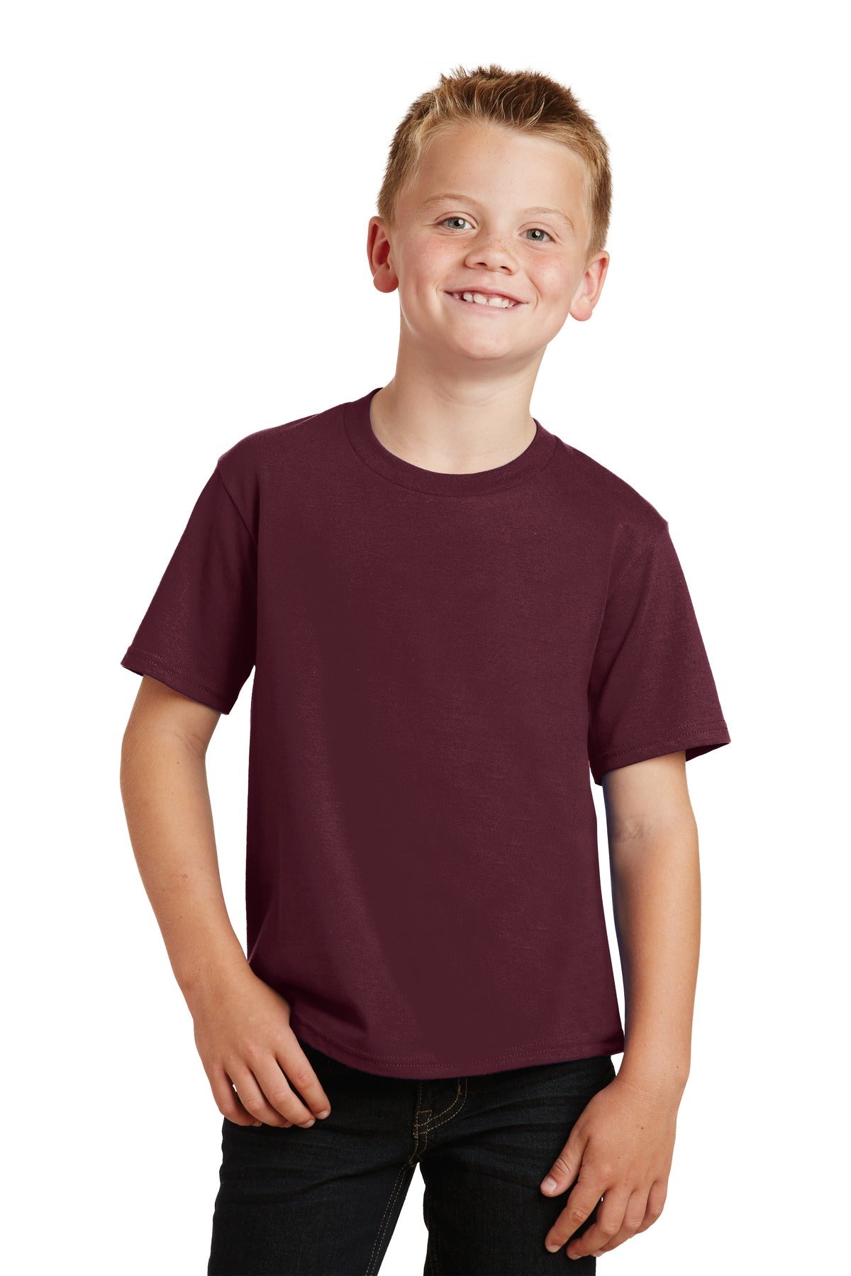 Front View of Athletic Mar Port & Co Youth Fan Favorite Tee. PC450Y