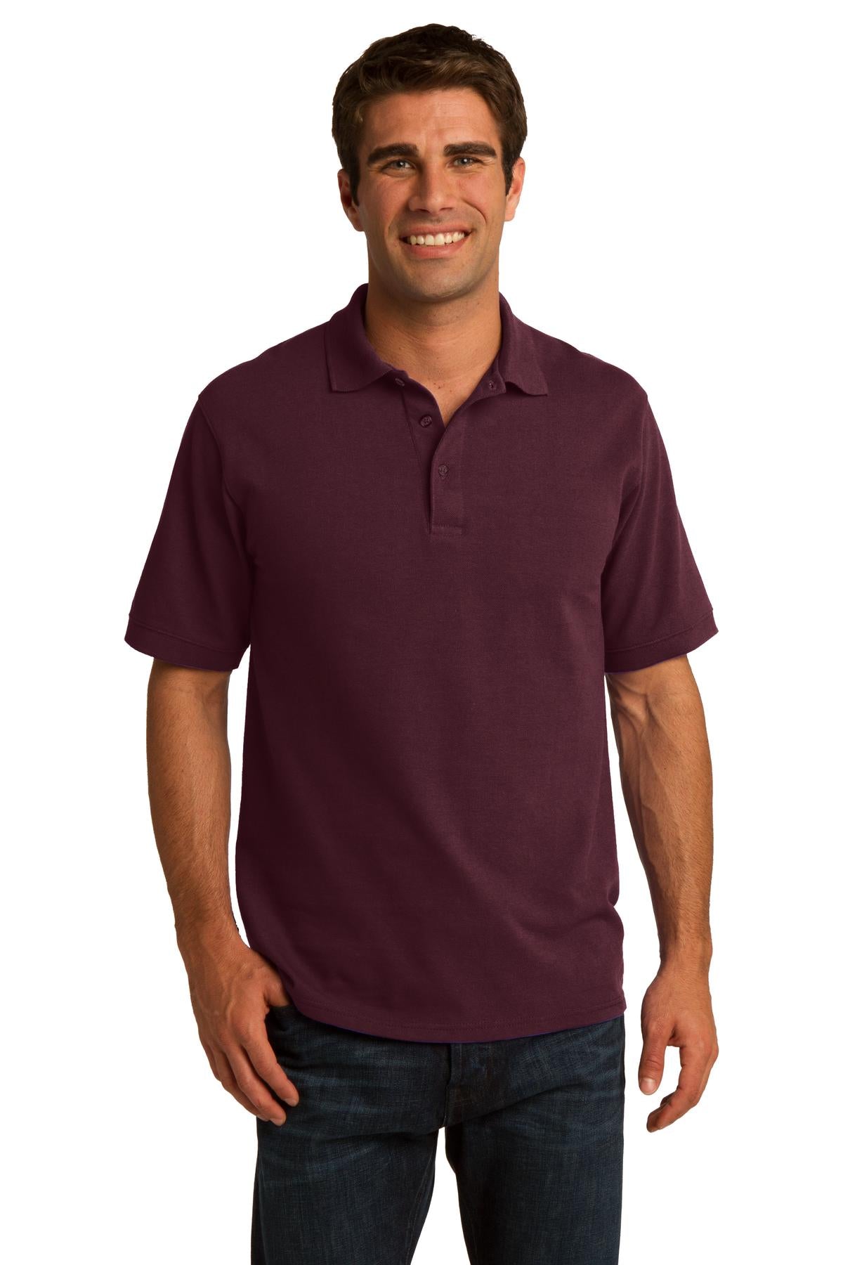 Front View of Athletic Marn Port & Co Core Blend Pique Polo. KP155