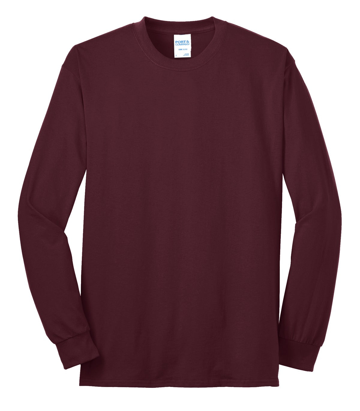 Front View of Athletic Marn Port & Co Long Sleeve Core Blend Tee. PC55LS