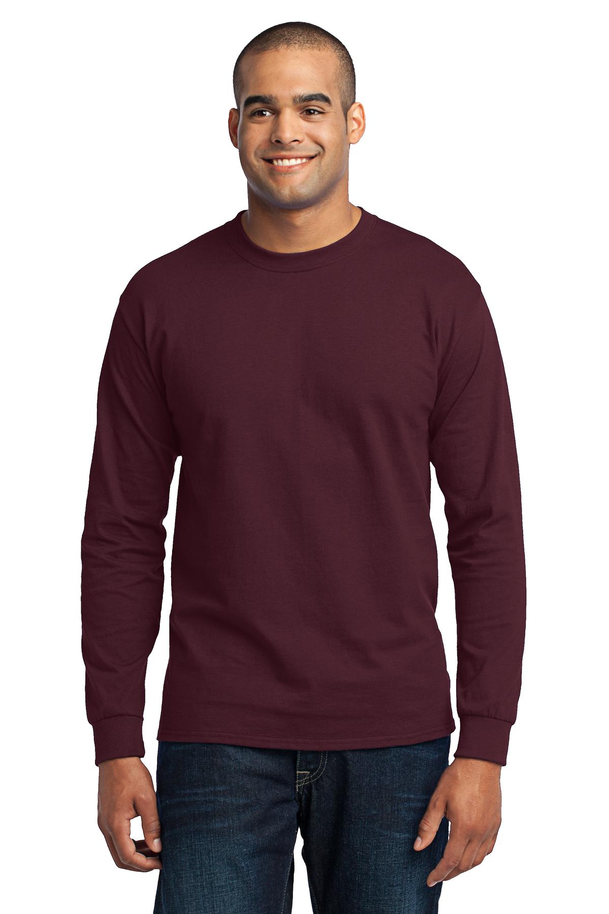 Front View of Athletic Marn Port & Co Long Sleeve Core Blend Tee. PC55LS