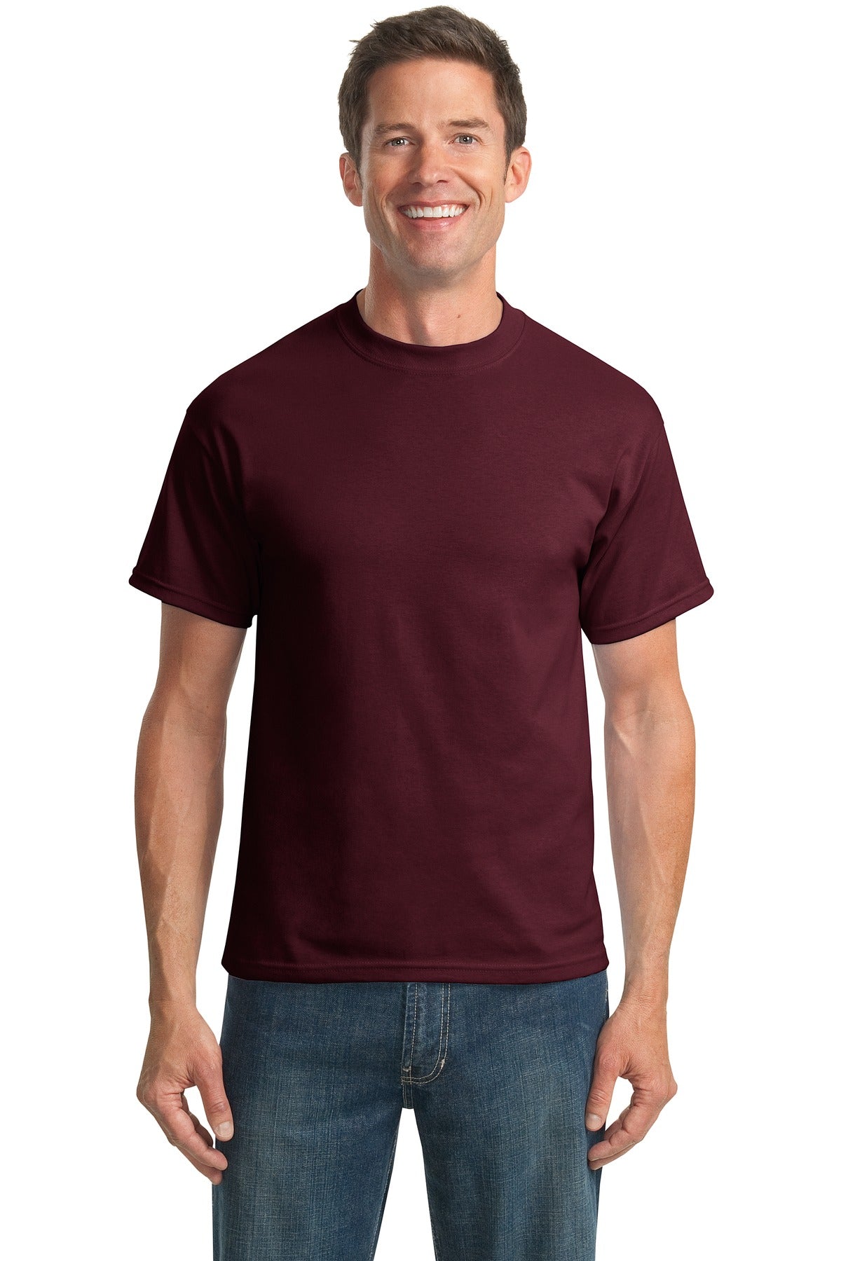 Front View of Athletic Marn Port & Co Tall Core Blend Tee. PC55T