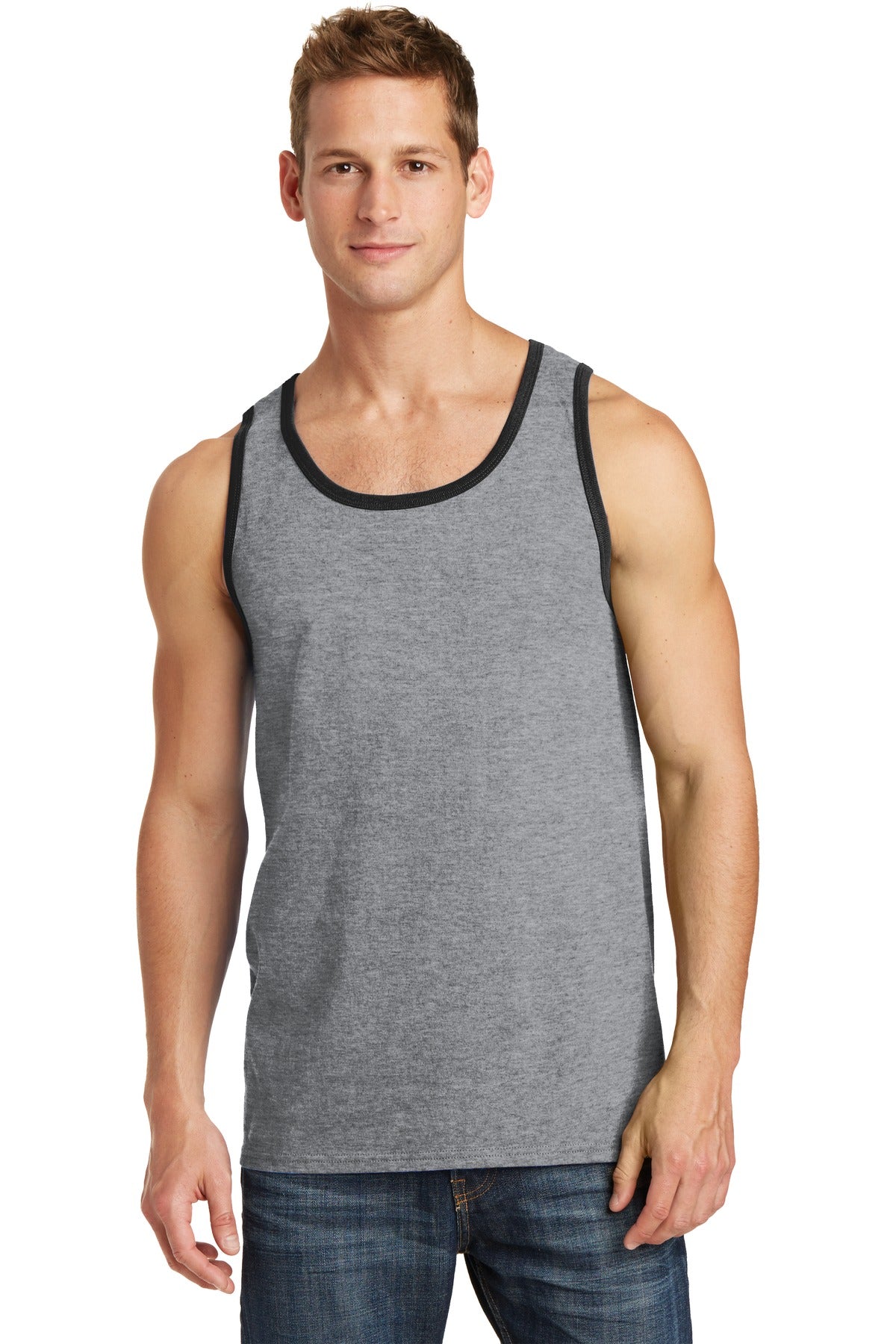 Front View of AthlHth/Jt Blk Port & Co Core Cotton Tank Top. PC54TT