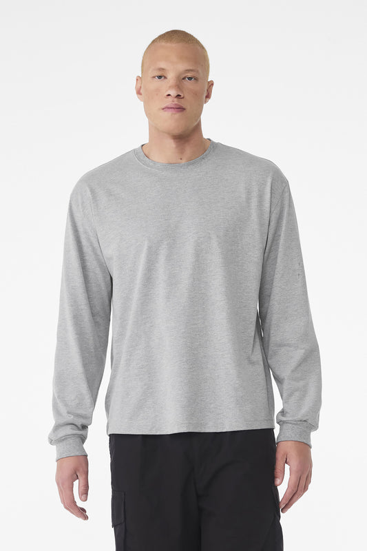 Front View of AthlHthr BELLA+CANVAS Unisex 6-Ounce Heavyweight Long Sleeve Tee BC3511