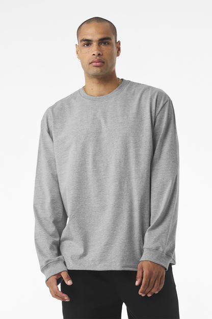 Front View of AthlHthr BELLA+CANVAS Unisex 7.5-Ounce Heavyweight Long Sleeve Tee BC4651