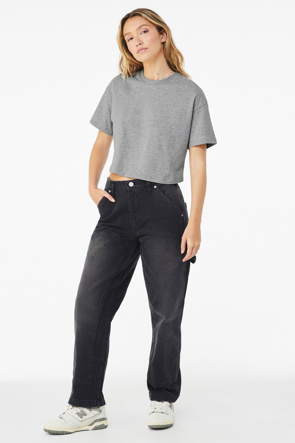 Front View of AthlHthr BELLA+CANVAS Women's Jersey Crop Tee BC6482