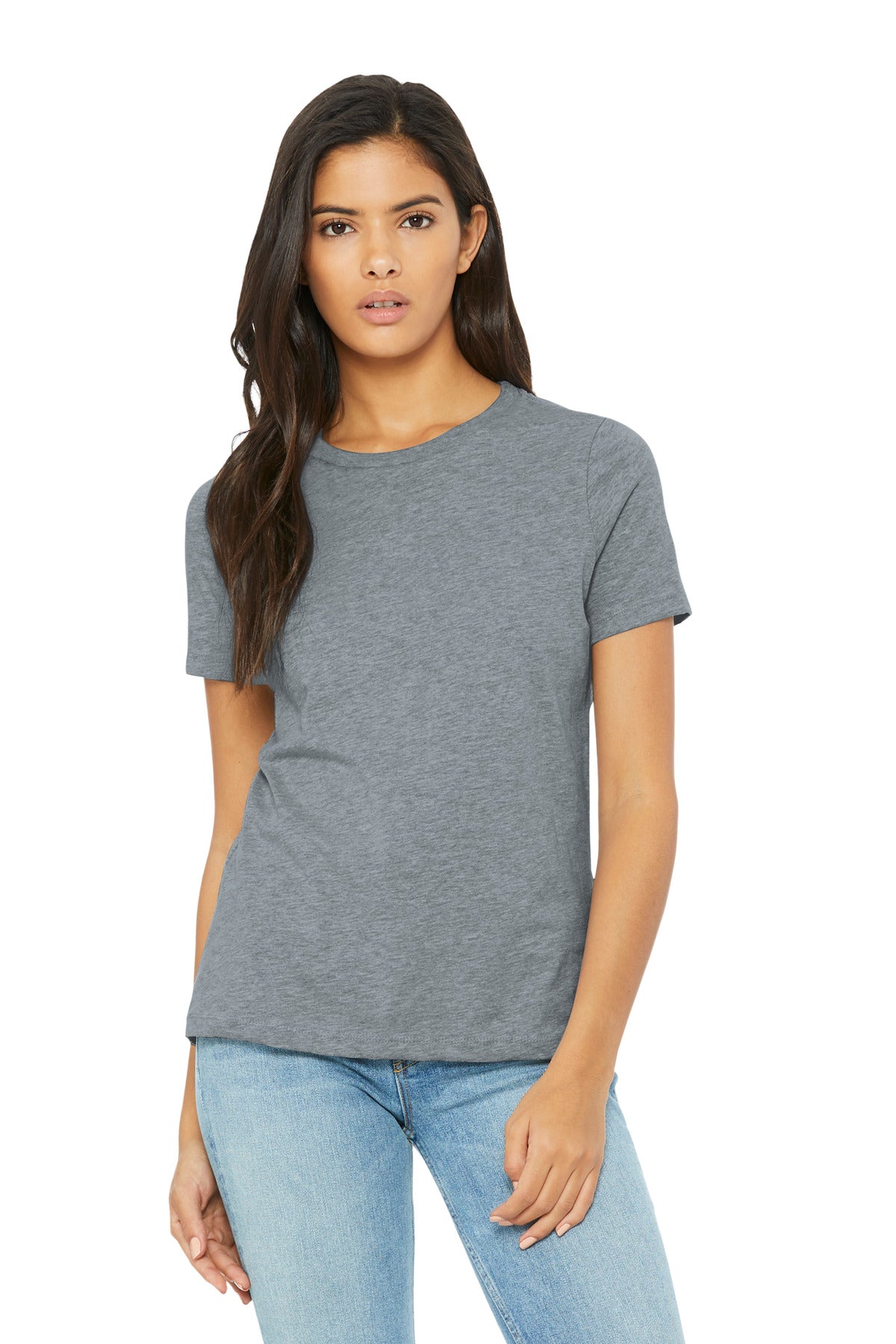 Front View of AthlHthr BELLA+CANVAS Women's Relaxed CVC Tee BC6400CVC