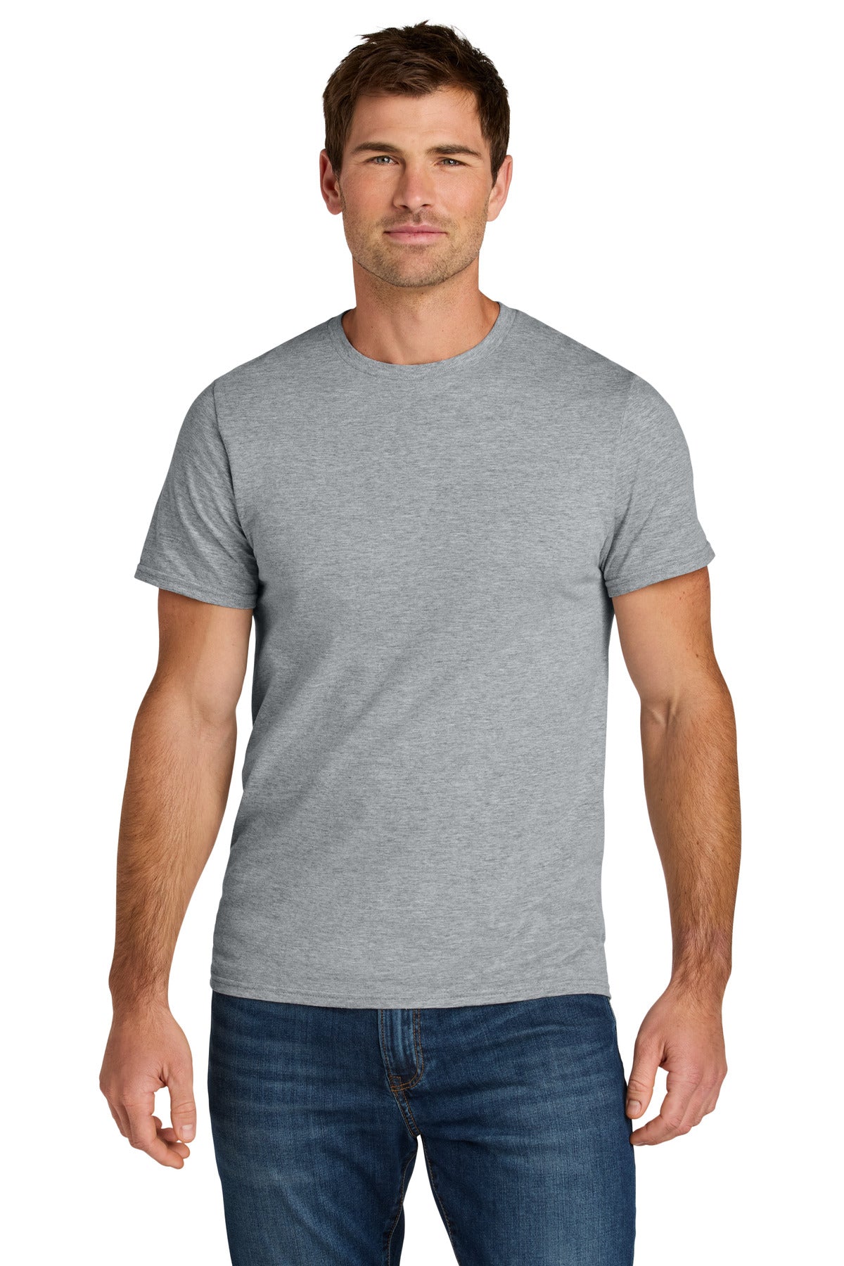 Front View of AthlHthr Jerzees Ultimate Unisex Ring Spun T-Shirt IC46M