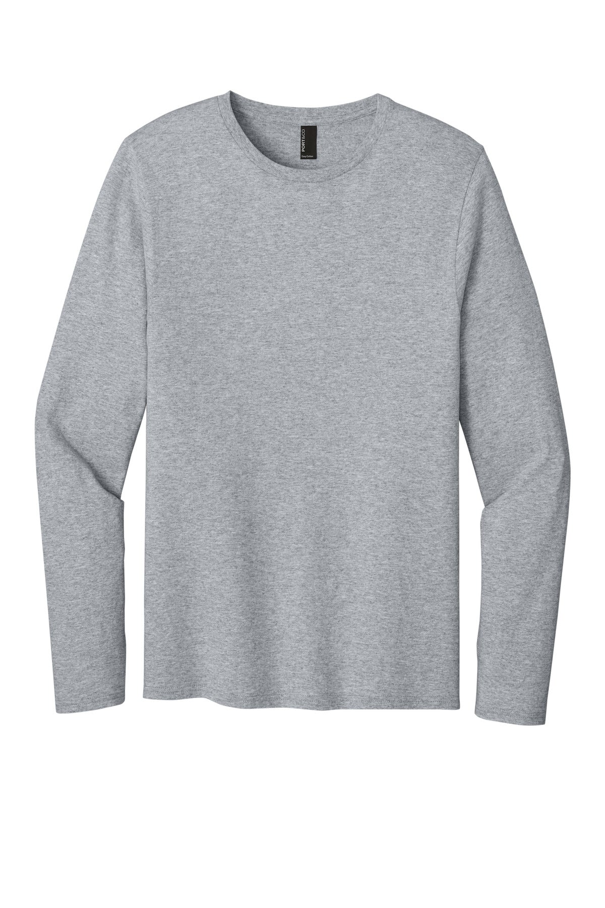 Front View of AthlHthr Port & Co Easy Cotton Long Sleeve Tee PC43LS