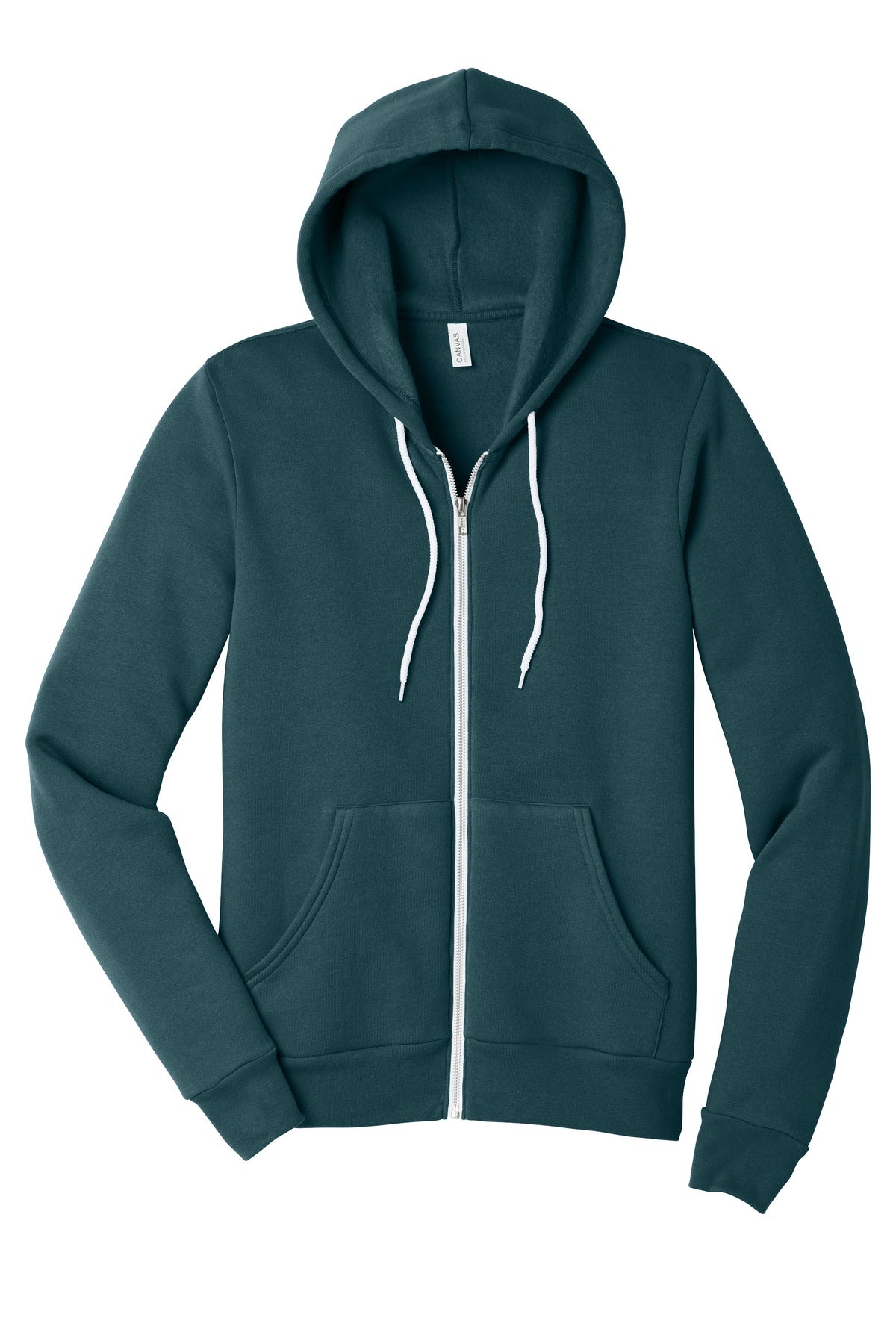 Front View of Atlantic BELLA+CANVAS Unisex Sponge Fleece Full-Zip Hoodie. BC3739
