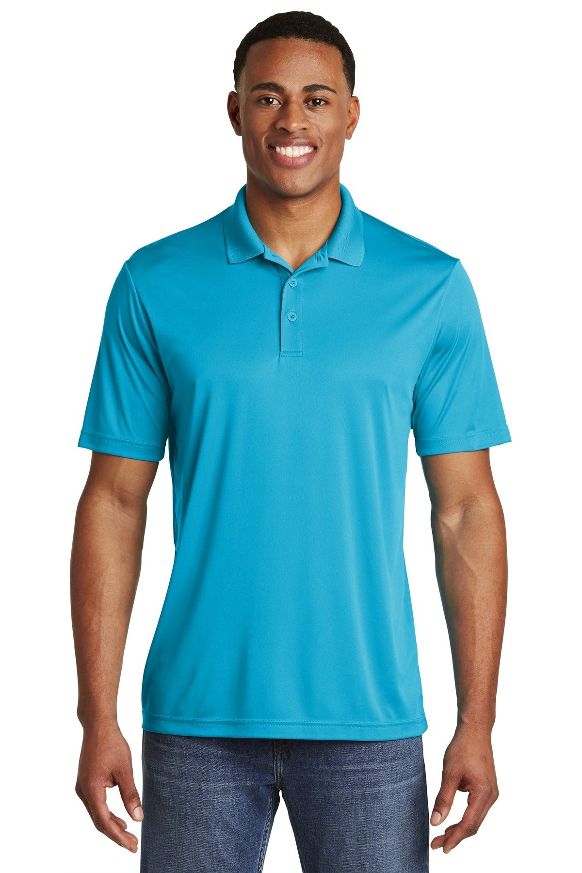 Front View of Atomic Blue Sport-Tek PosiCharge Competitor Polo. ST550