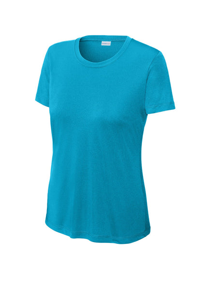 Front View of Atomic Blue Sport-Tek Women's PosiCharge Competitor Tee. LST350