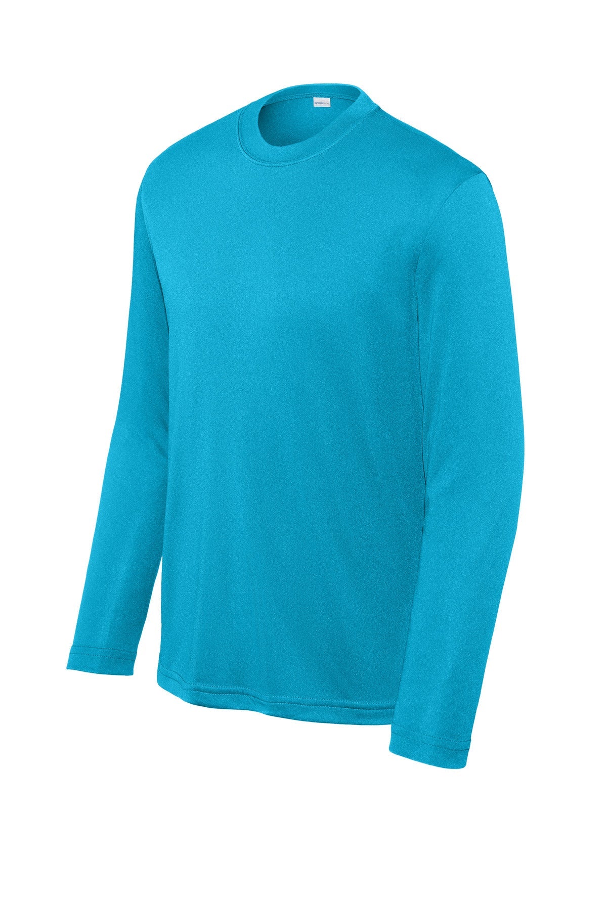 Front View of Atomic Blue Sport-Tek Youth Long Sleeve PosiCharge Competitor Tee. YST350LS