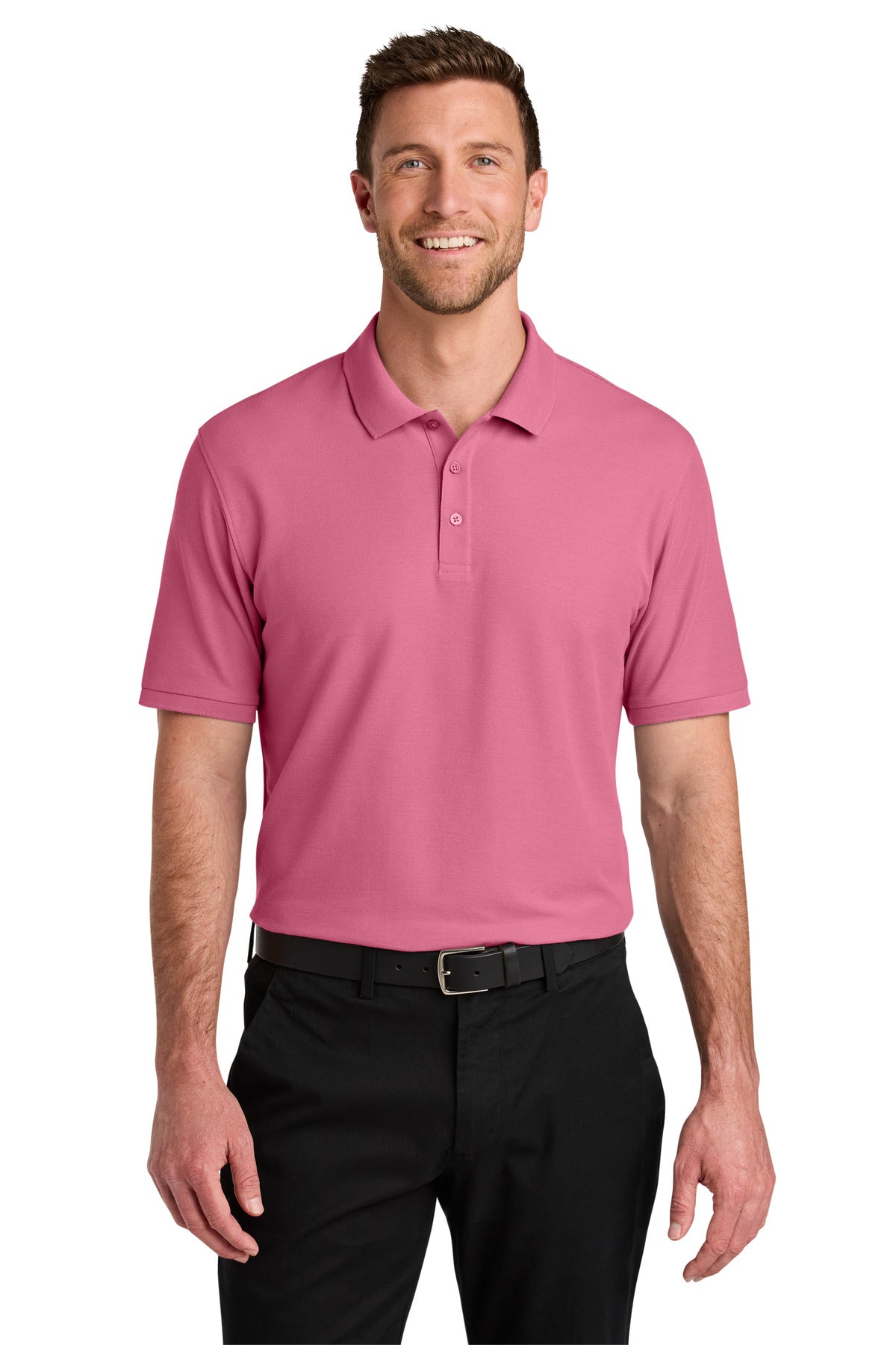Front View of AwrnsPink Port Authority Wearever Signature Pique Polo K200