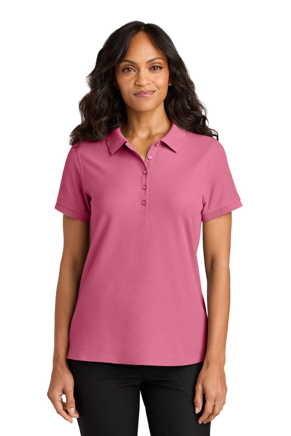 Front View of AwrnsPink Port Authority Women's Wearever Signature Pique Polo LK200