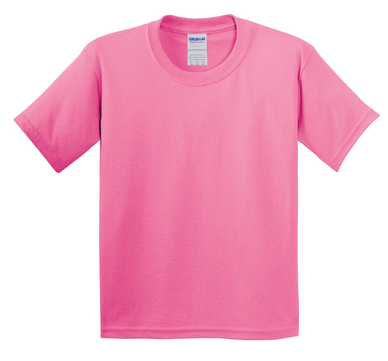 Front View of Azalea Gildan - Youth Heavy Cotton 100% Cotton T-Shirt. 5000B