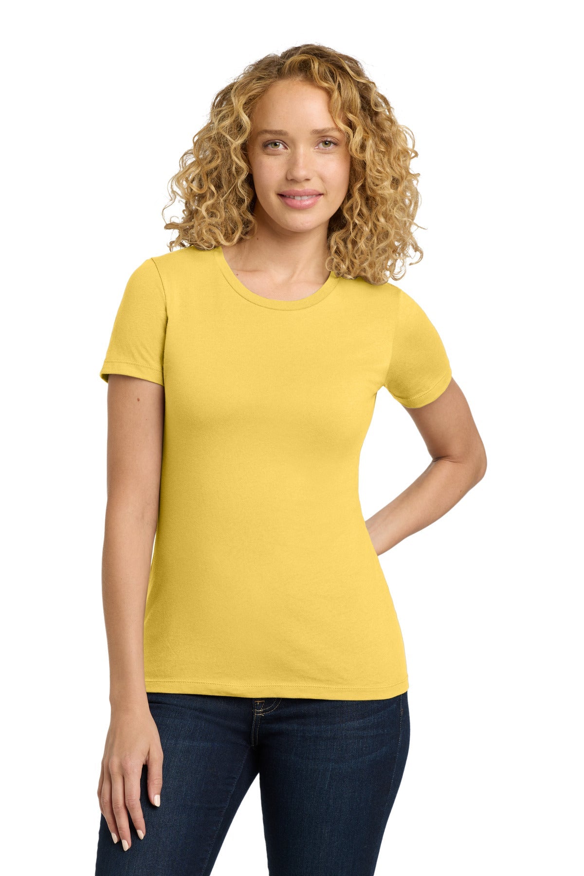 Front View of BananaCrm Next Level Apparel Women's Cotton Tee. NL3900