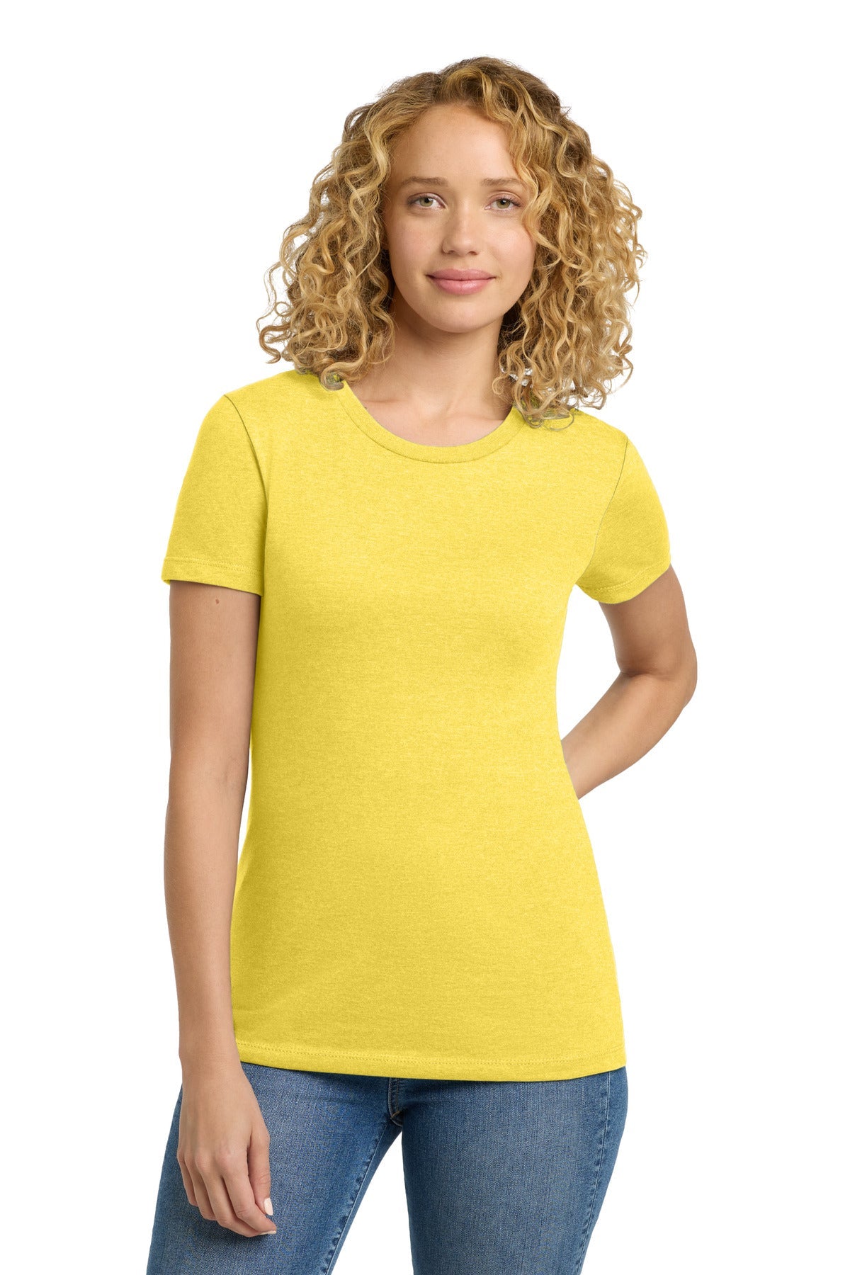 Front View of BananaCrm Next Level Apparel Women's CVC Tee. NL6610