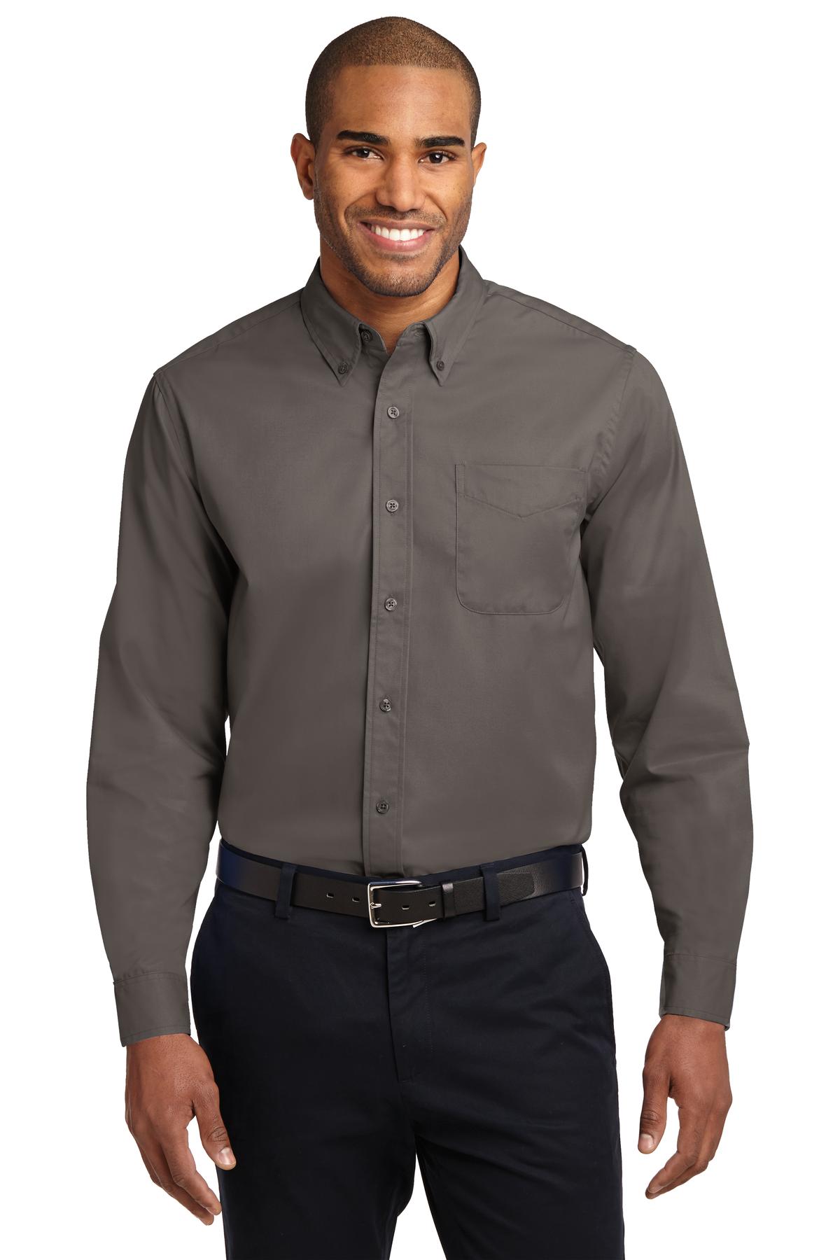 Front View of Bark Port Authority Long Sleeve Easy Care Shirt S608