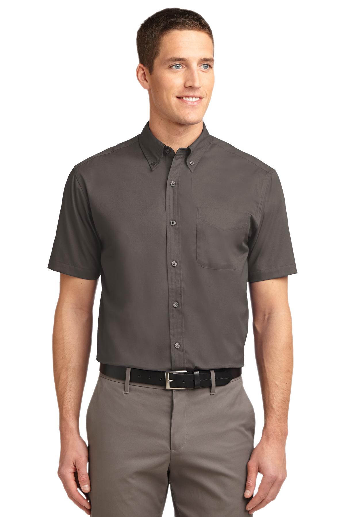 Front View of Bark Port Authority Short Sleeve Easy Care Shirt. S508