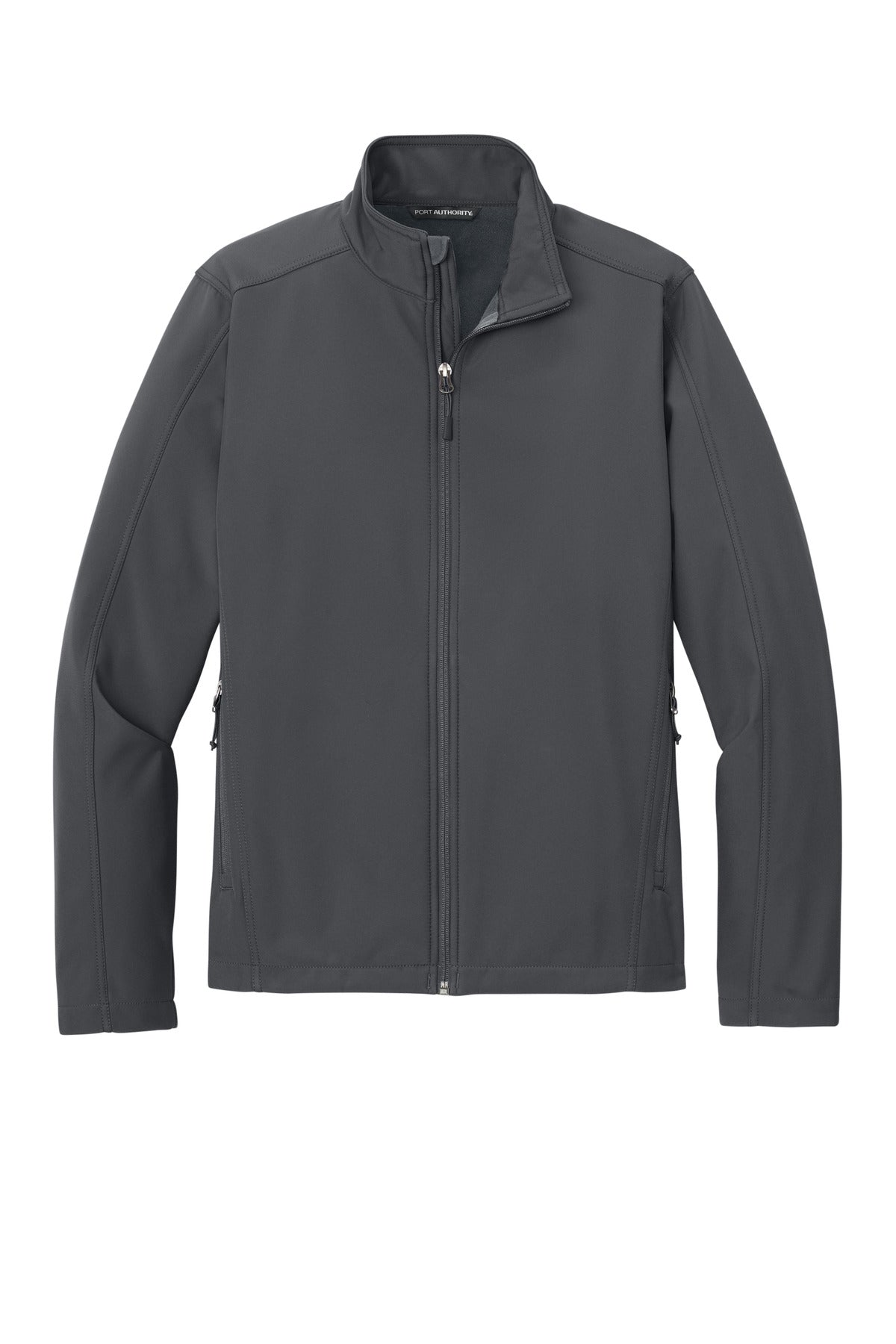 Front View of Battleship Gry Port Authority Core Soft Shell Jacket. J317