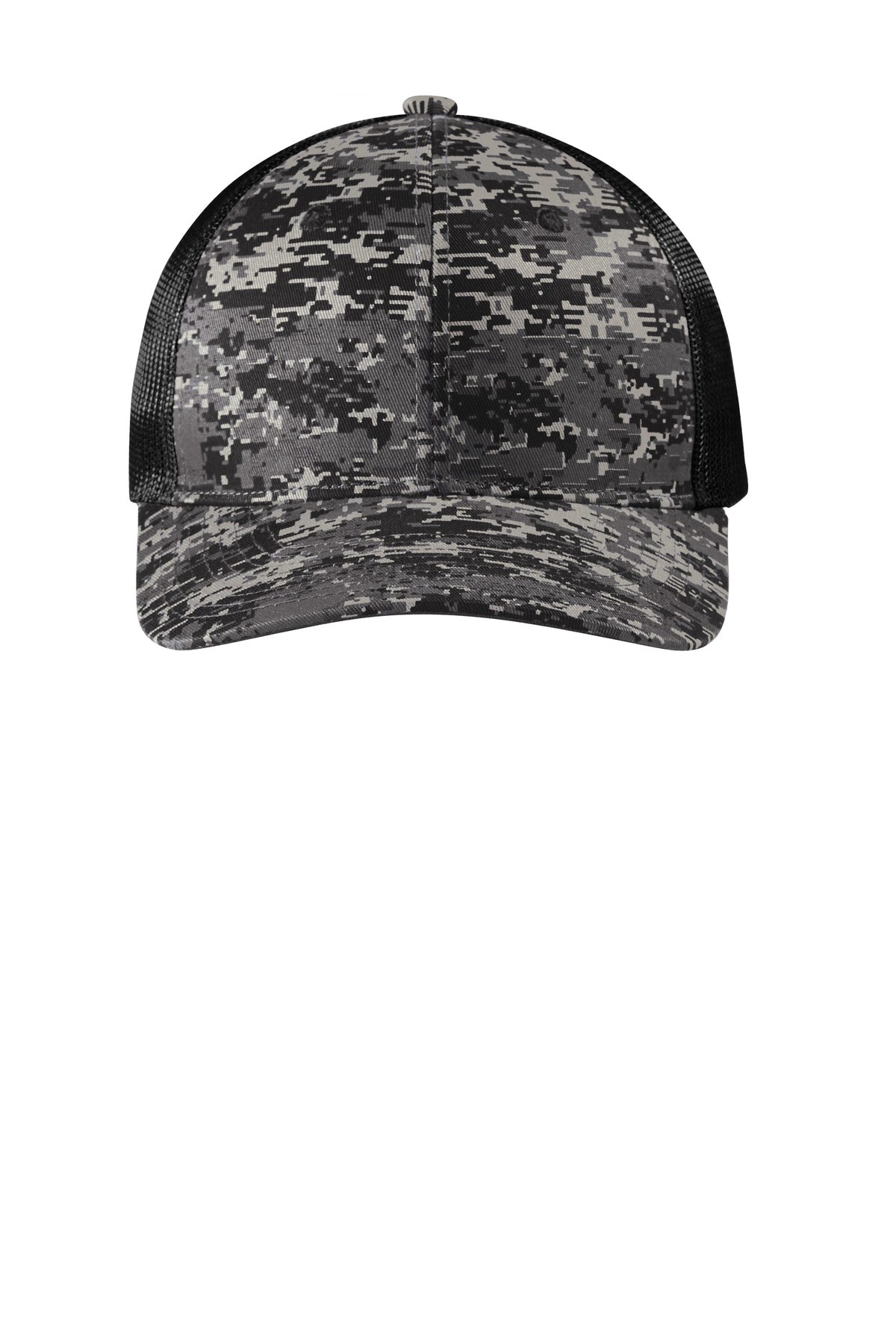 Front View of BkDigi/Bk Port Authority Digi Camo Snapback Trucker Cap C404