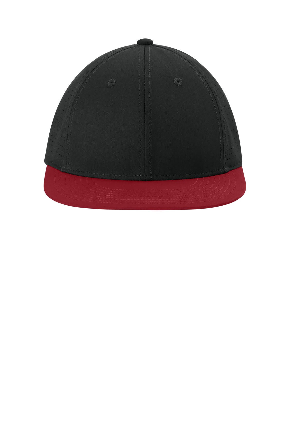 Front View of Bk/DpRd/Bk Sport-Tek Pro-Cut Stretch-Tek Cap STC64