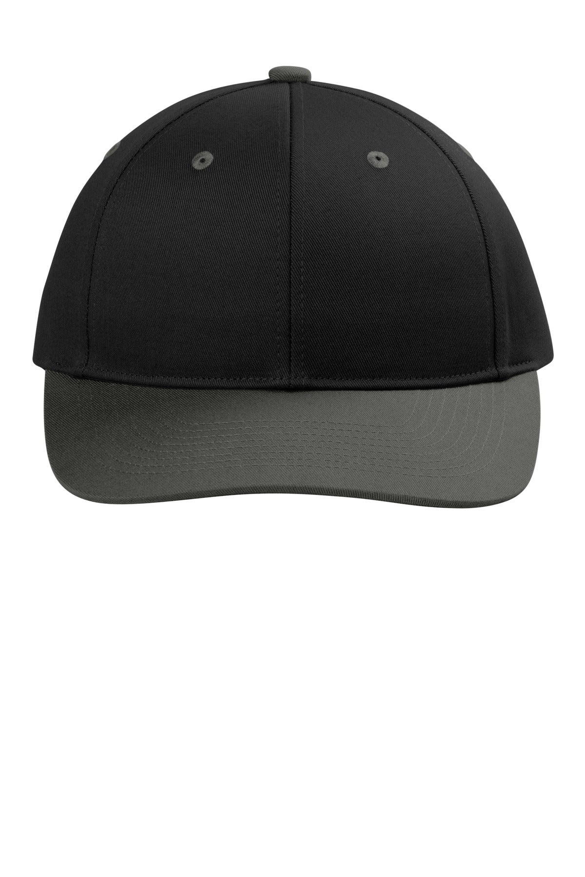 Front View of Bk/GyStl Port Authority Snapback Cap C408