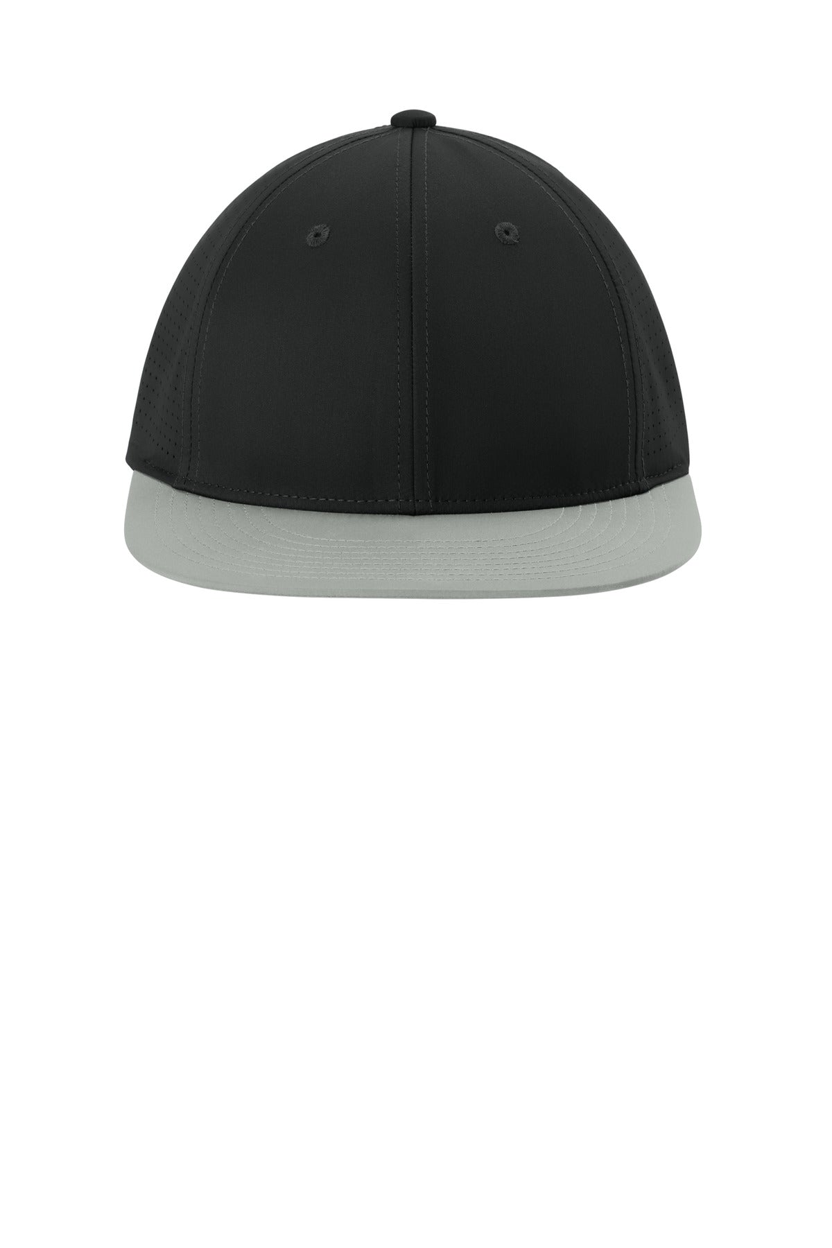 Front View of Bk/Slvr/Bk Sport-Tek Pro-Cut Stretch-Tek Cap STC64