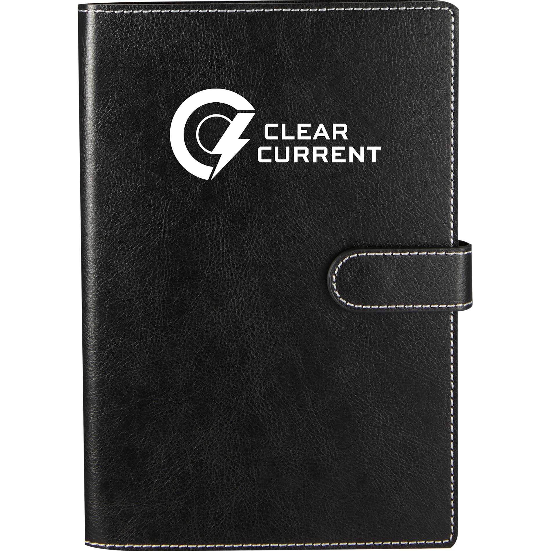Front View of Black 5.5" x 8.5" Recycled Refillable Journal