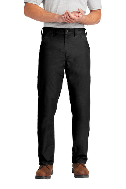 Front View of Black Carhartt Canvas Work Dungaree. CTB151