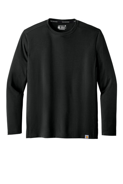 Front View of Black Carhartt Force Sun Defender Long Sleeve T-Shirt CT106972