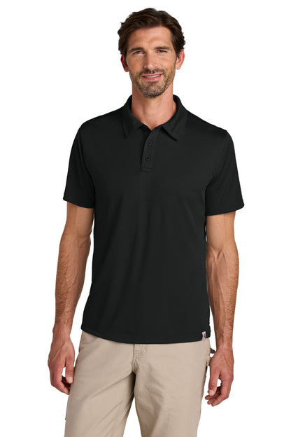 Front View of Black Carhartt Force Sun Defender Polo CT106899