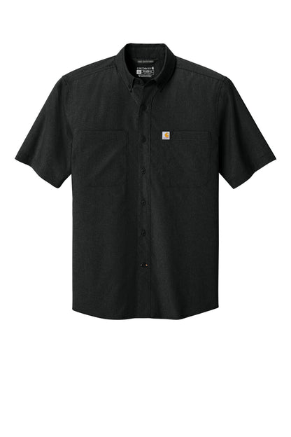 Front View of Black Carhartt Force Sun Defender Short Sleeve Shirt CT107107