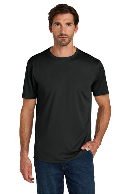 Front View of Black Carhartt Force Sun Defender Short Sleeve T-Shirt CT106868