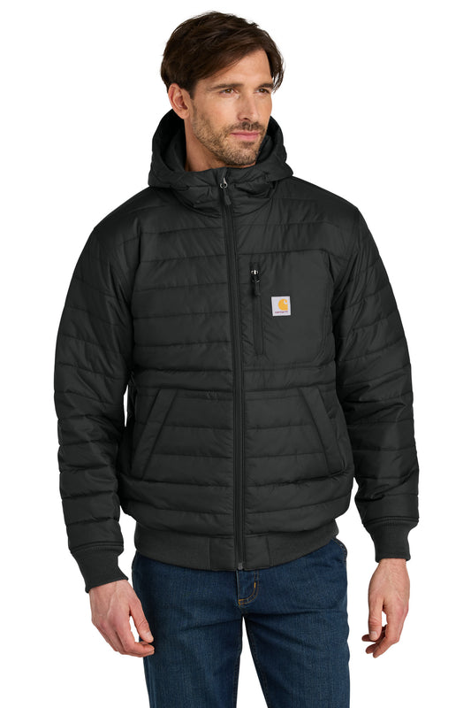 Front View of Black Carhartt Gilliam Insulated Hooded Jacket CT106543