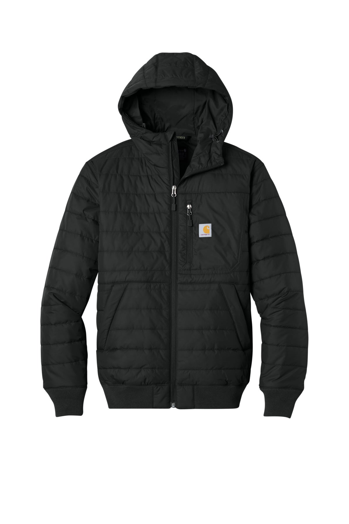 Front View of Black Carhartt Gilliam Insulated Hooded Jacket CT106543