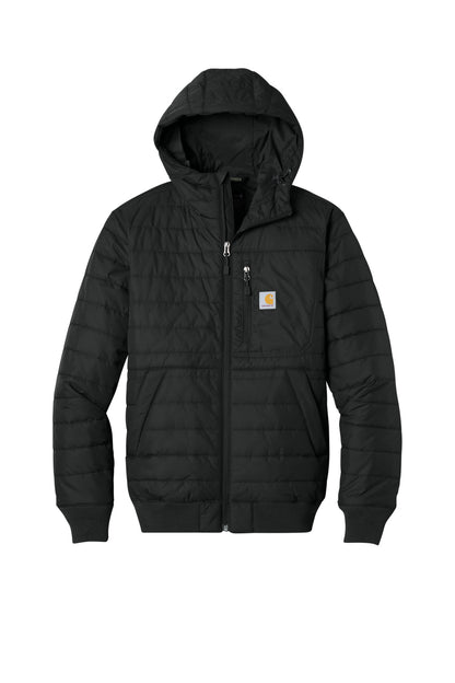 Front View of Black Carhartt Gilliam Insulated Hooded Jacket CT106543