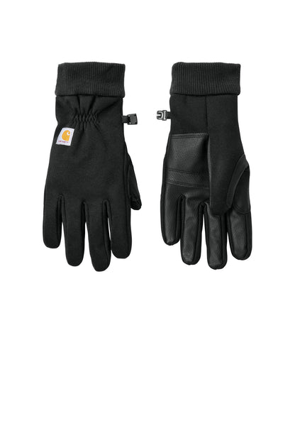 Front View of Black Carhartt Thermal-Lined Fleece Touch-Sensitive Glove CTGF0622