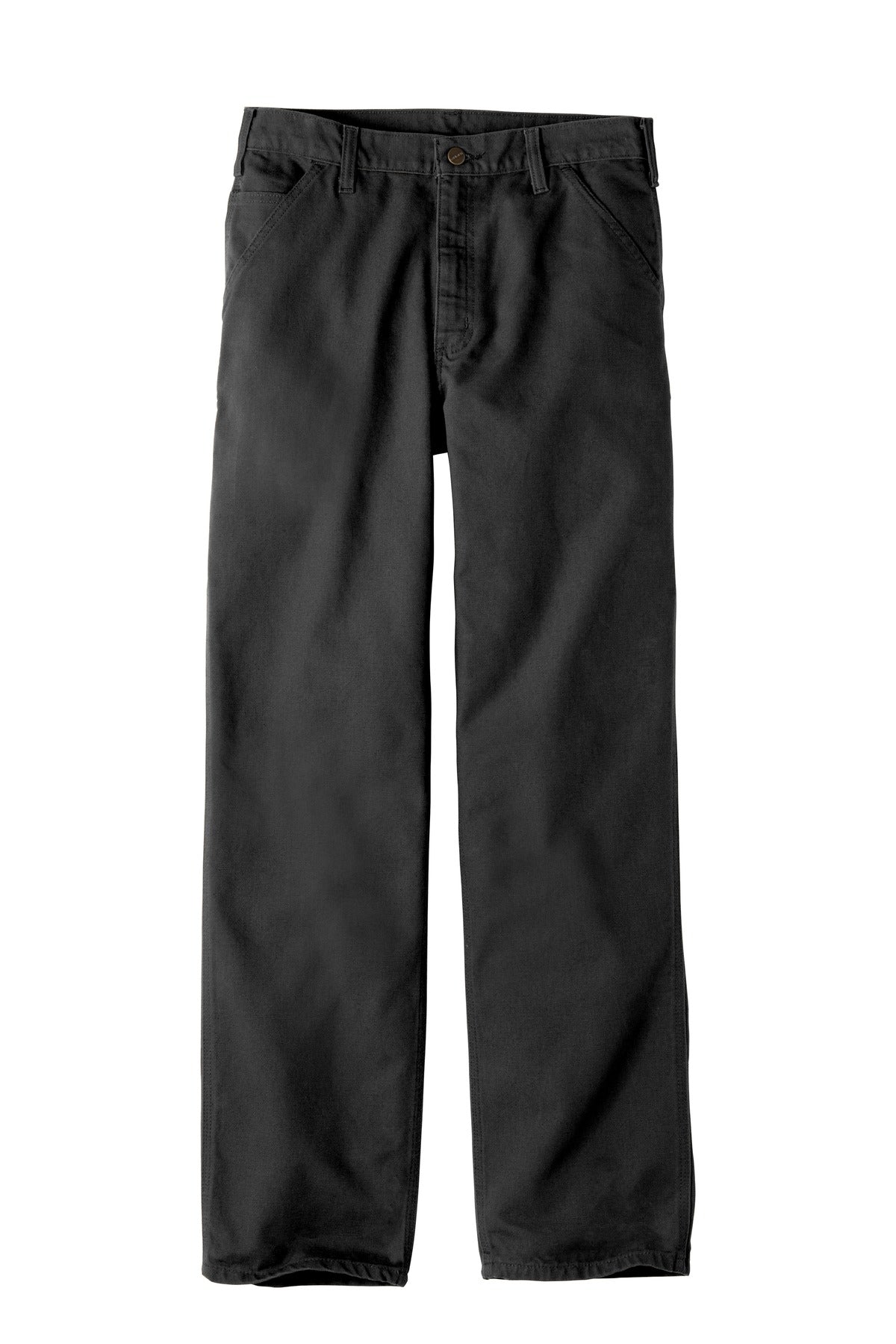 Front View of Black Carhartt Washed-Duck Work Dungaree. CTB11