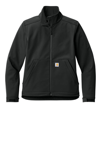Front View of Black Carhartt Women's Rain Defender Soft Shell Jacket CT107115