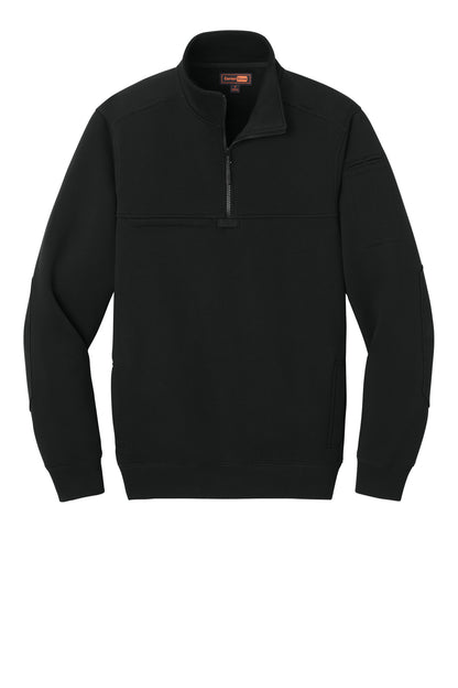 Front View of Black CornerStone 12-Oz. Tough Fleece Job Shirt CSF635