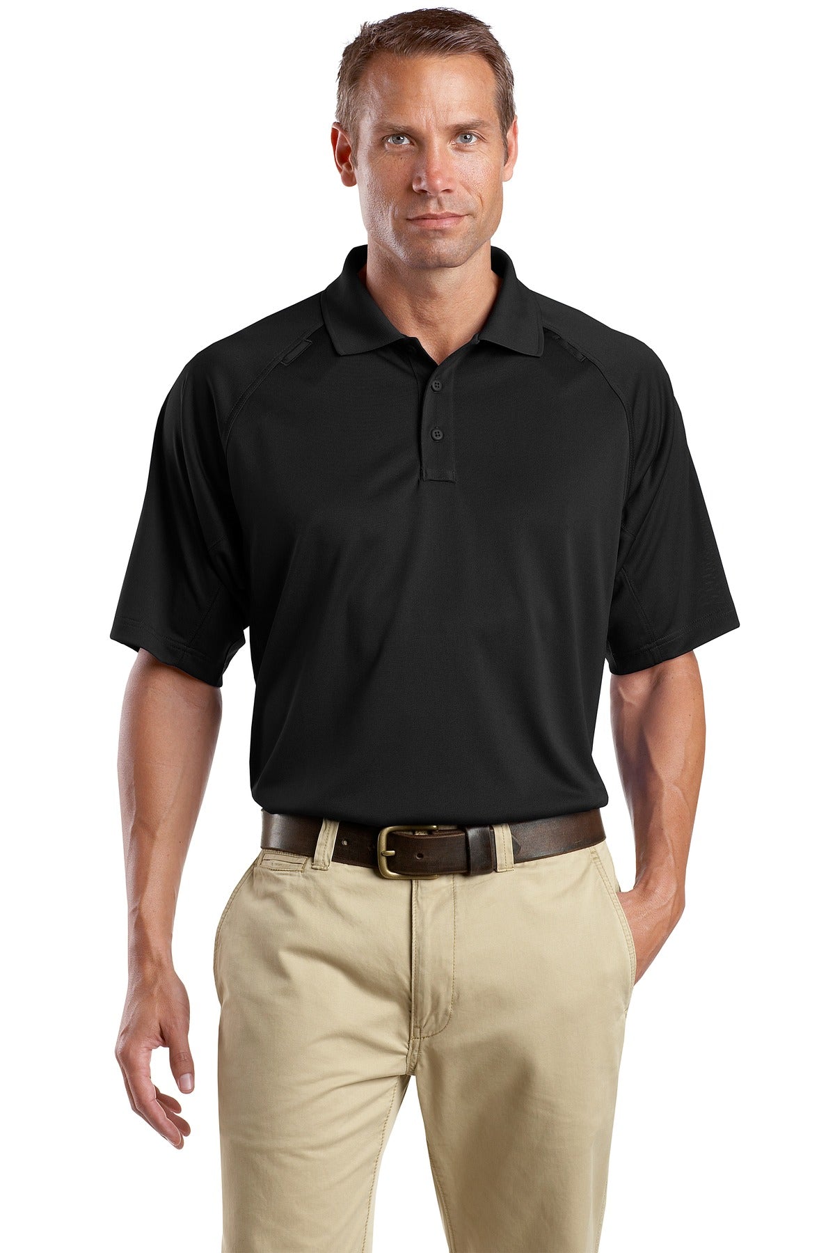 Front View of Black CornerStone - Select Snag-Proof Tactical Polo. CS410